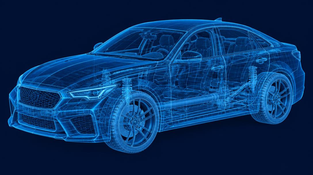 Technical visualization of an automotive system